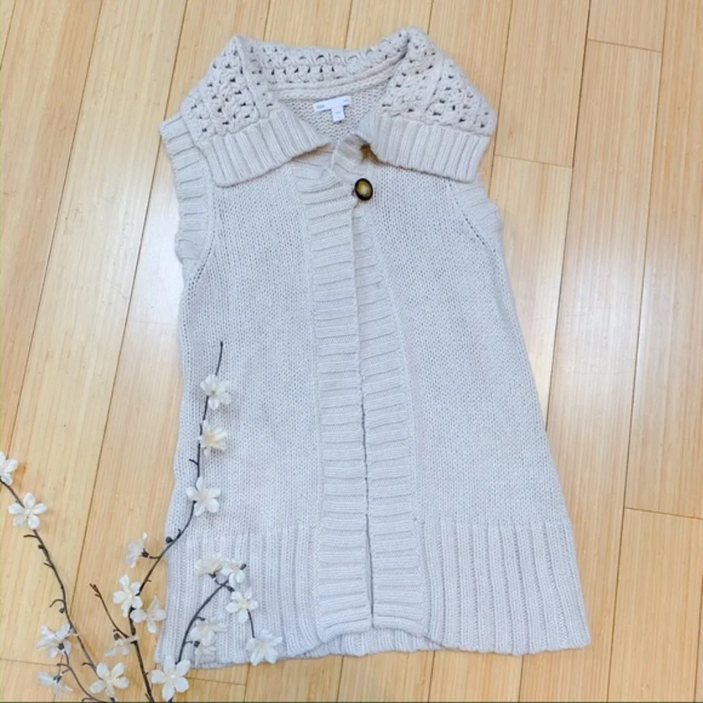 GAP cream sleeveless cardigan sweater, S. - Picture 2 of 8